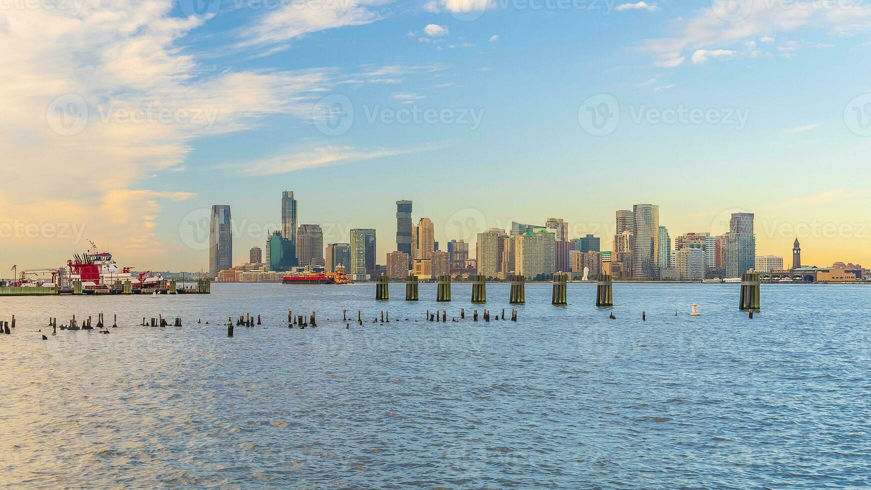 Cityscape of Jersey City skyline  from Manhattan NYC photo