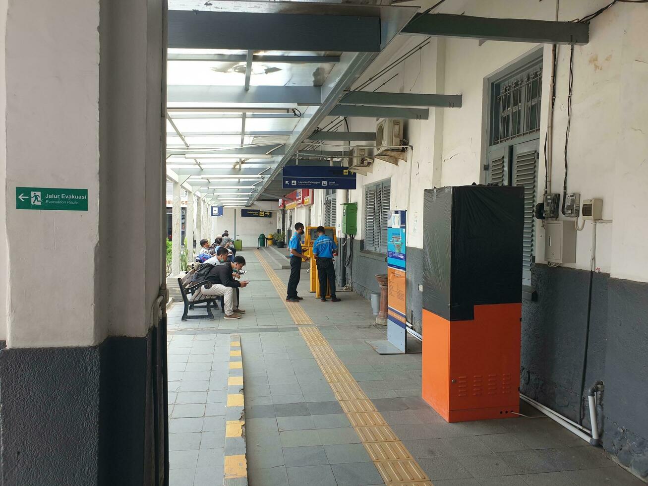 Tegal, May 2023. The scene at Tegal train station in the morning. photo