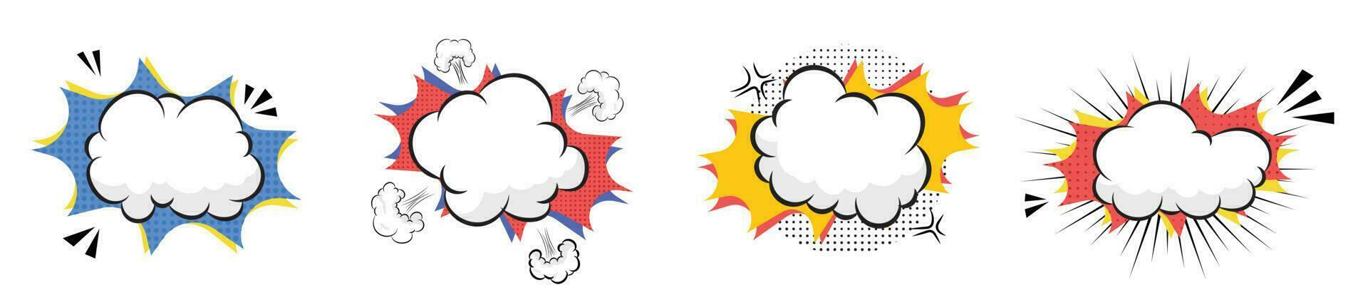 boom smoke effect blank page comic page panel vector