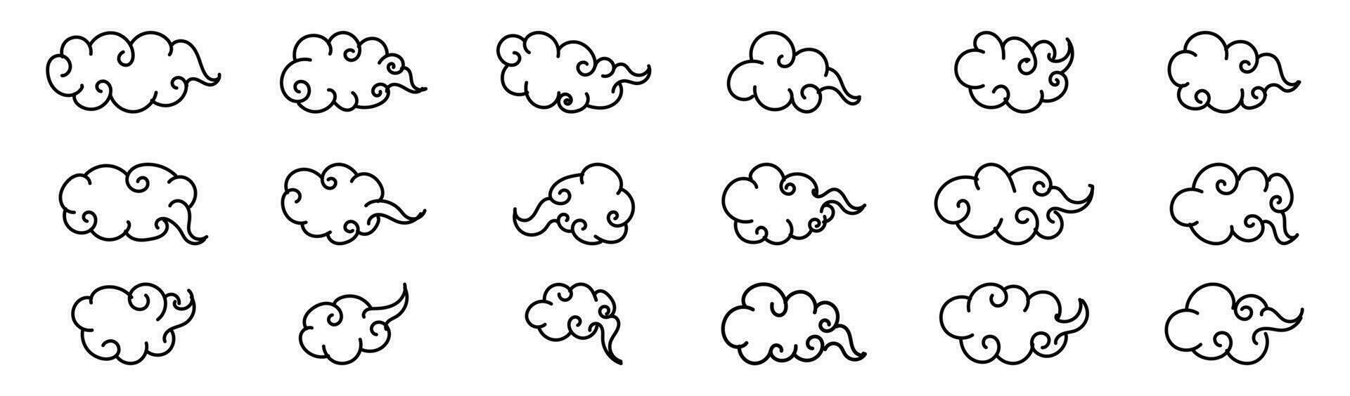 curl cloud smoke cartoon effect vector