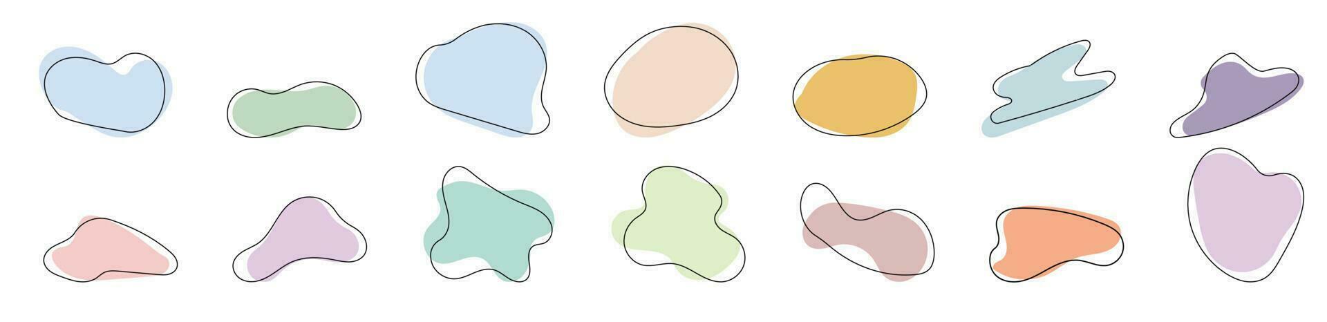 colorful flat bohemian soft color aesthetic blob amoeba vector