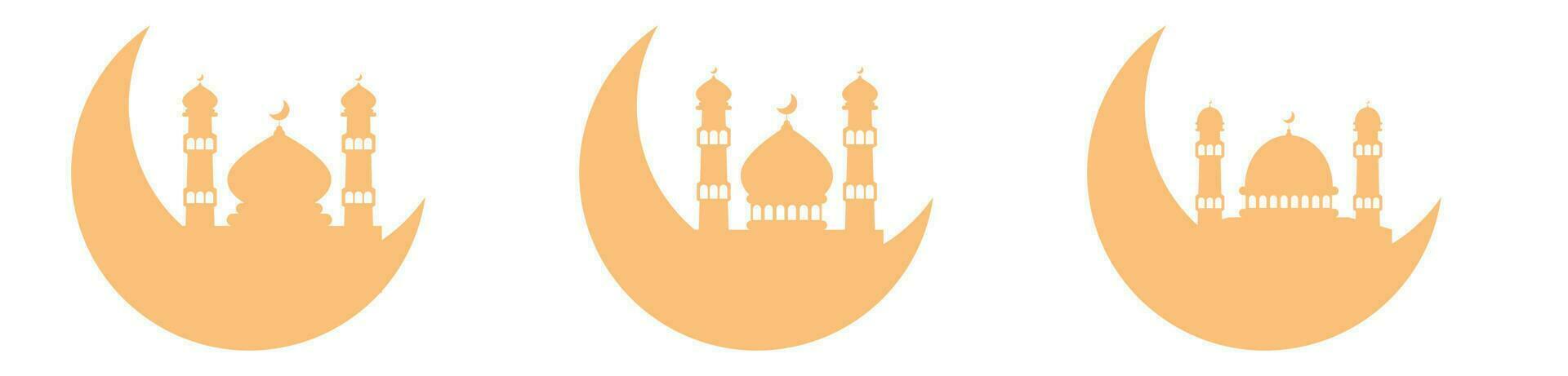 mosque black silhouette islamic building prayer vector