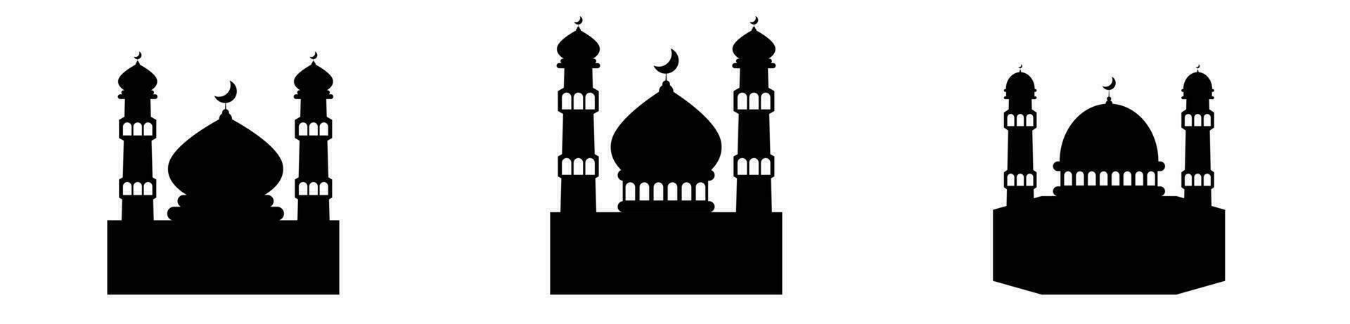 mezquita negro silueta islámico edificio oración vector
