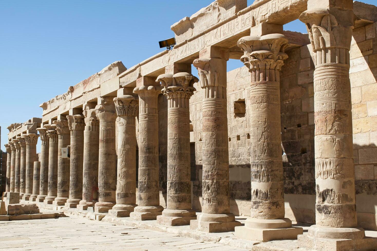 Aswan, Egypt, April 20, 2023 The temple of Philae complex dedicated to the goddess Isis. Egypt. photo