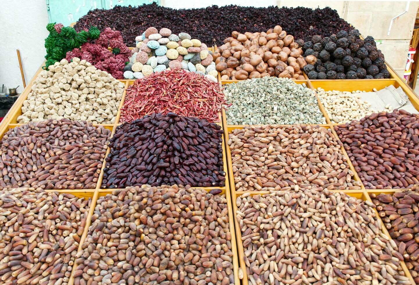 tradicional egipcio bazar con hierbas y especias en El Cairo. Egipto. foto