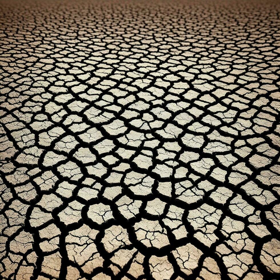 Effects of drought, cracked soil and devastated nature. Earth Day concept. Generative Artificial Intelligence. photo