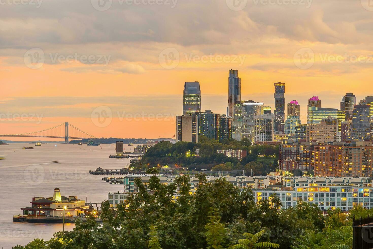 Cityscape of Jersey City skyline  from Manhattan NYC photo