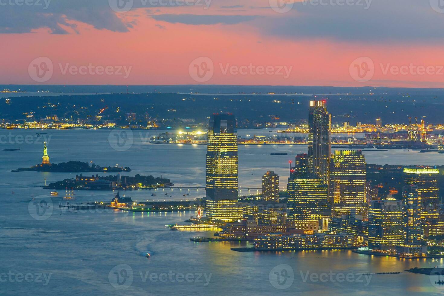 Cityscape of Jersey City skyline  from Manhattan NYC photo