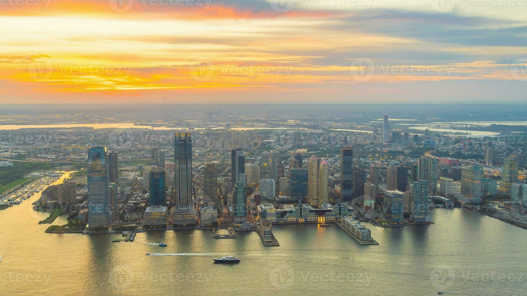 paisaje urbano de jersey ciudad horizonte desde Manhattan Nueva York foto