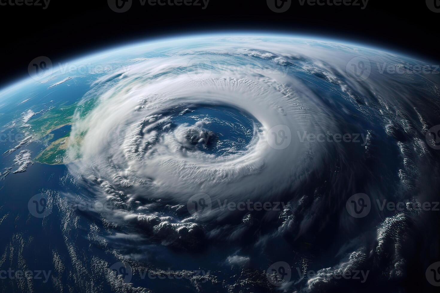 Super Typhoon, tropical storm, cyclone, hurricane, tornado, over ocean. Weather background. Typhoon, storm, windstorm, superstorm, gale moves to the ground. . photo