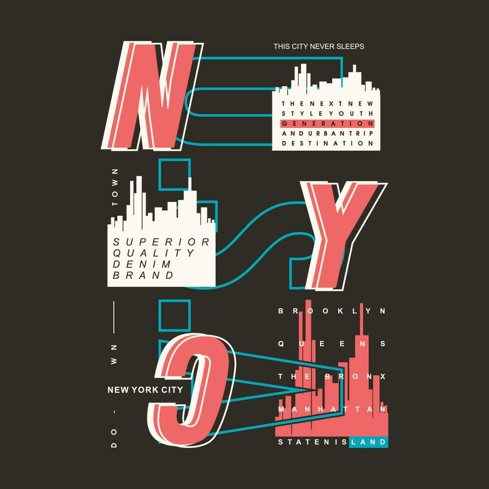 nyc urban street, graphic design, typography vector illustration, modern style, for print t shirt