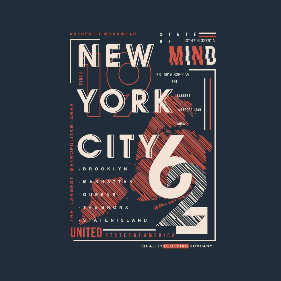 estado de mente nuevo York resumen gráfico, tipografía vector, t camisa diseño ilustración, bueno para Listo imprimir, y otro utilizar vector