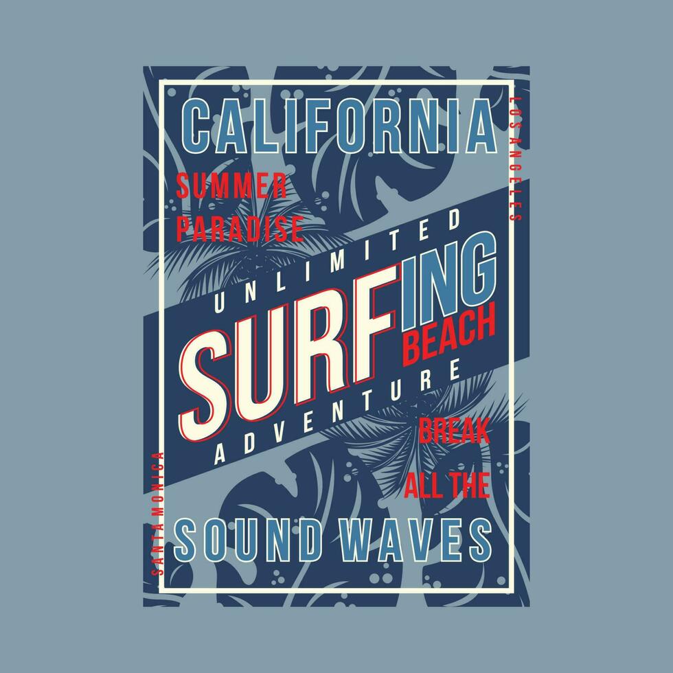 california surfing abstract graphic, typography vector, t shirt design illustration, good for ready print, and other use vector