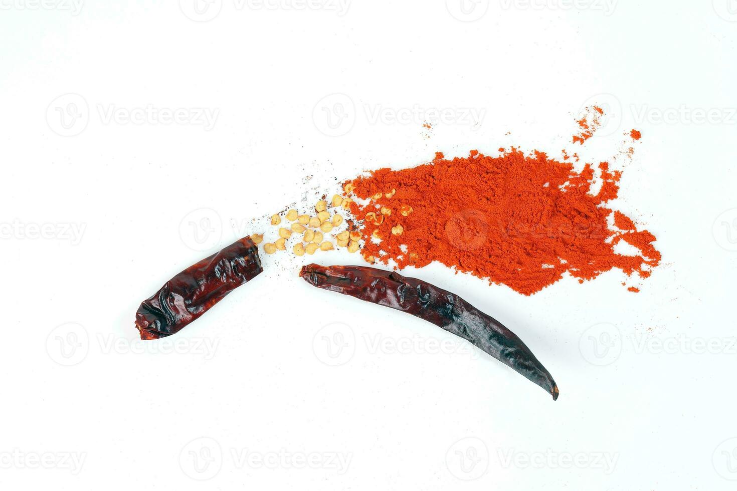 Red hot chili pepper paprika flake spice raw dry powered photo
