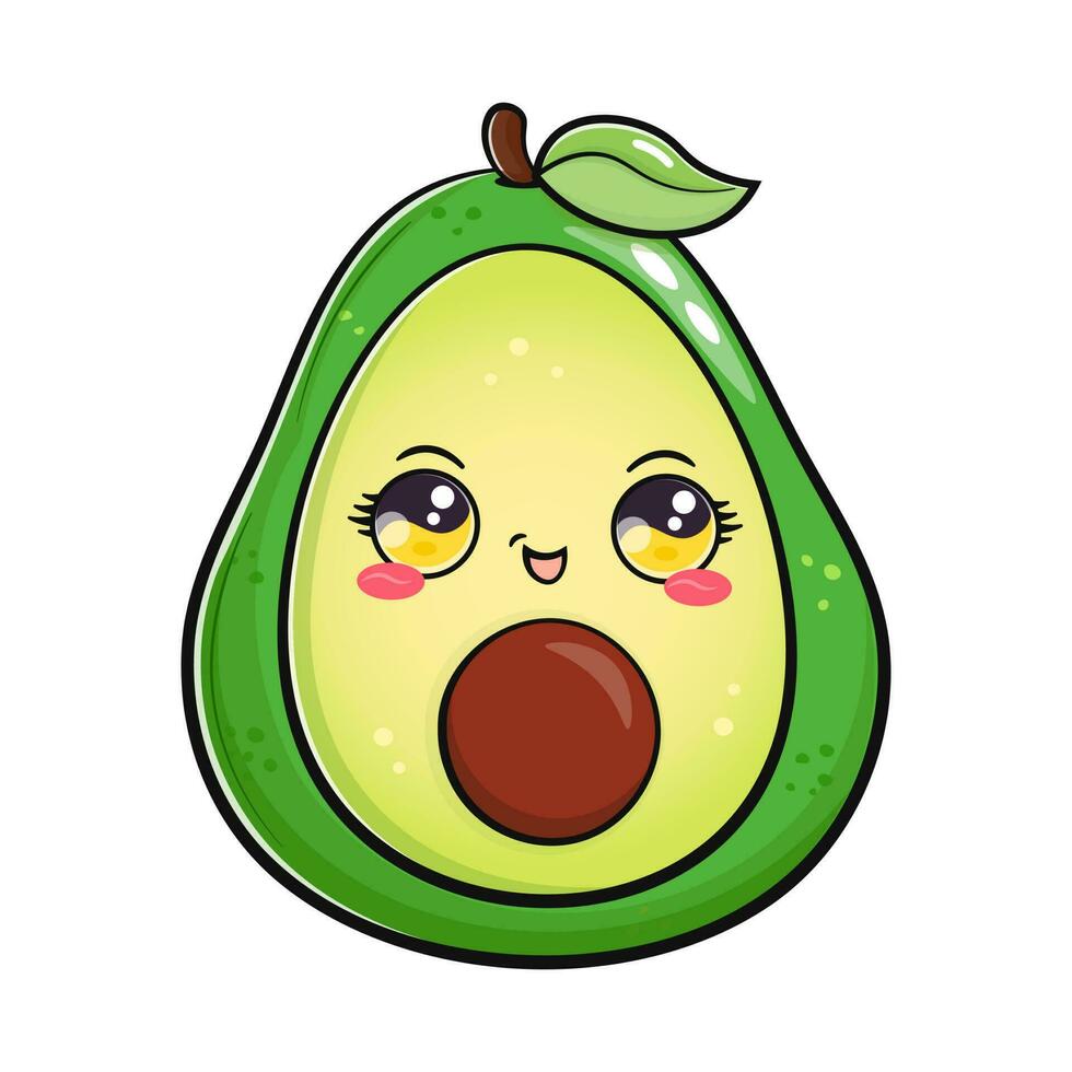 Cute funny avocado waving hand. Vector hand drawn cartoon kawaii character illustration icon. Isolated on white background. Avocado character concept