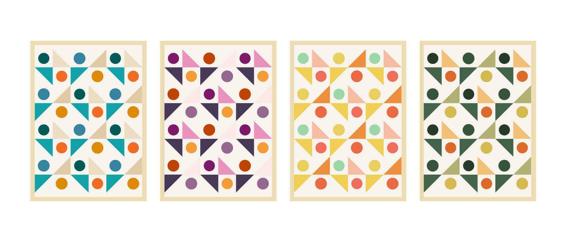 Bauhaus retro pattern background. Vector illustration abstract geometric poster. Aesthetic Bauhaus Posters Celebrating Form and Color.