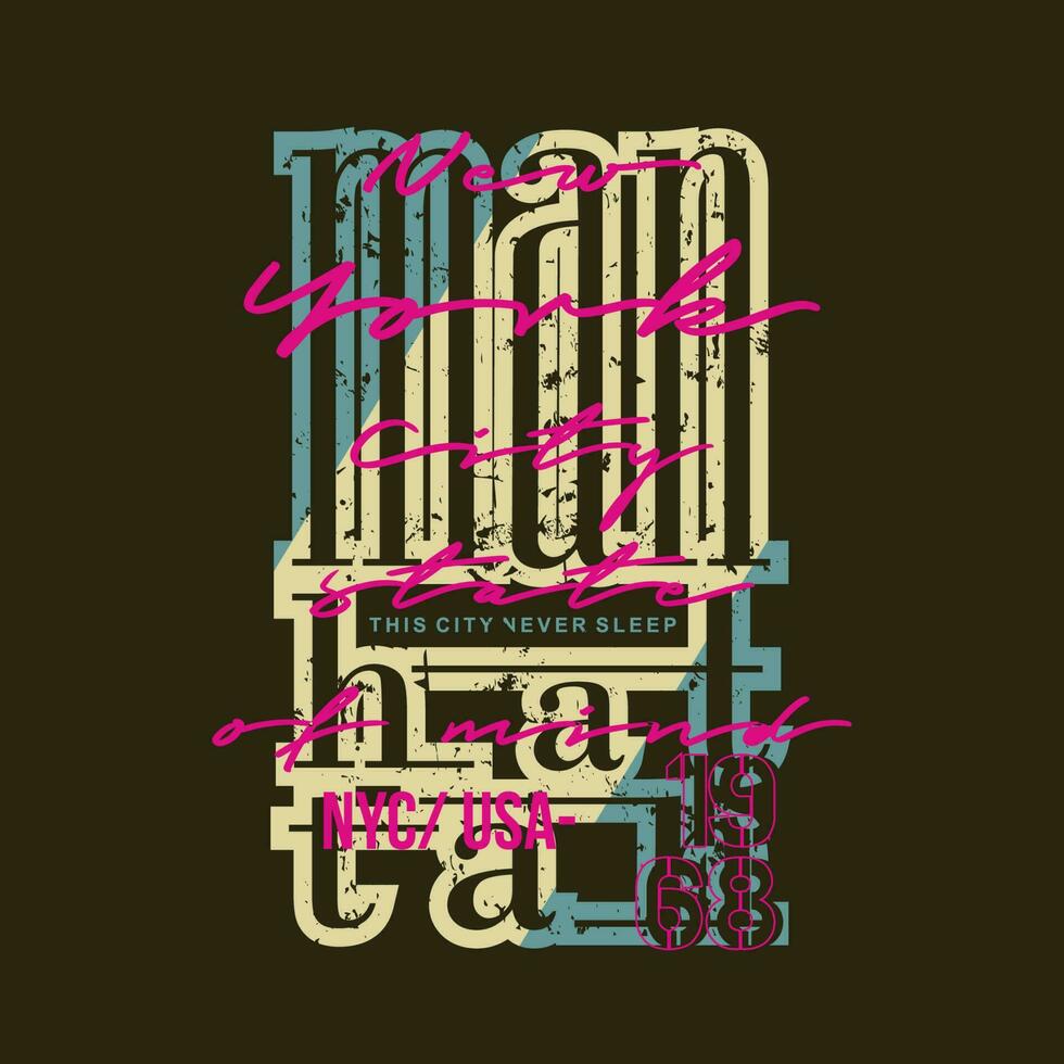 manhattan lettering typography vector, abstract graphic, illustration, for print t shirt vector