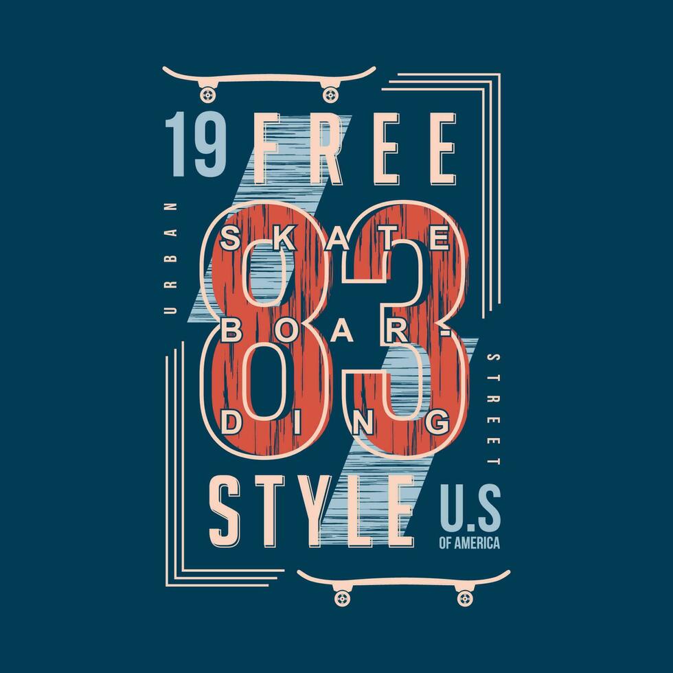 free style skateboarding abstract graphic, typography vector, t shirt design illustration, good for ready print, and other use vector