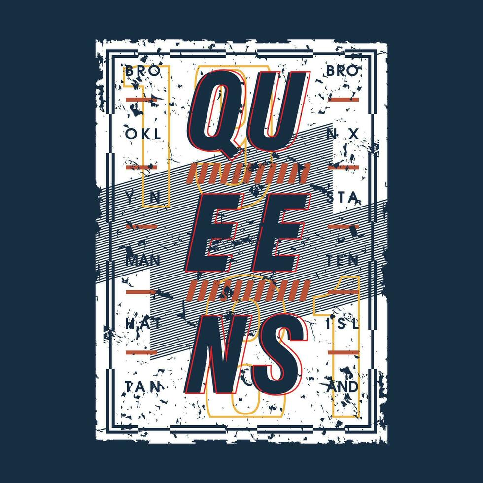 queens new york city abstract flat graphic, typography vector, t shirt design illustration, good for ready print, and other use vector
