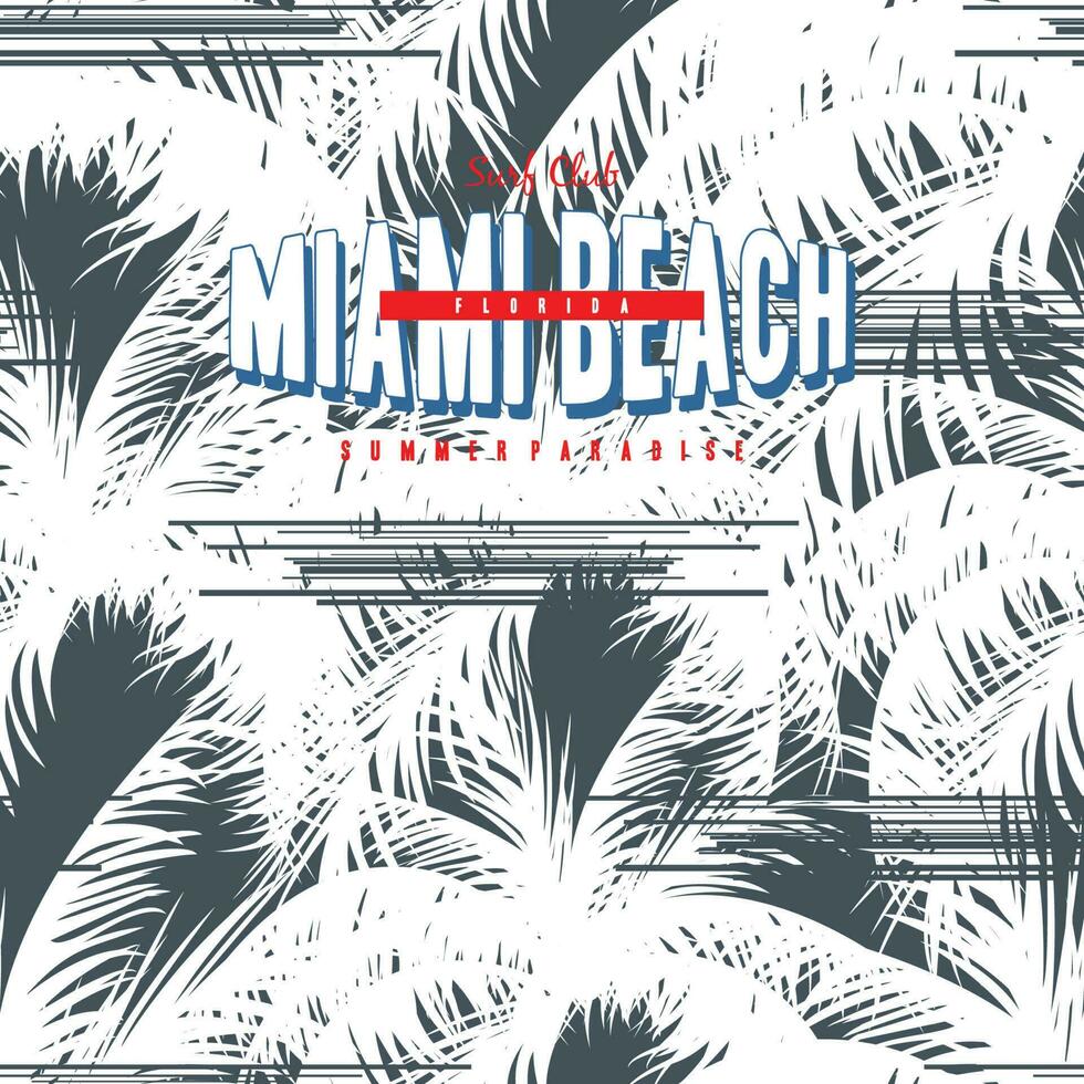 miami beach seamless pattern, vector tropical, exotic leaves graphic background for print fabric and other use