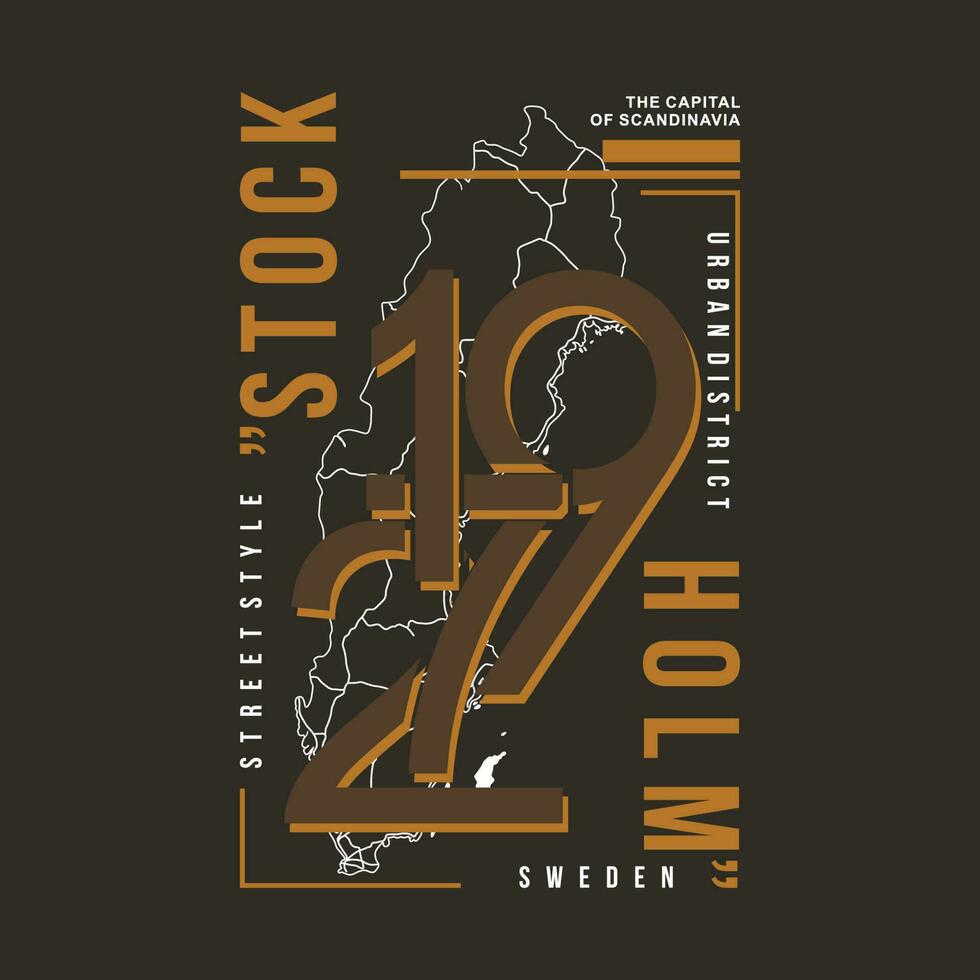 stockholm lettering graphic, typography vector, t shirt design, illustration, good for casual style vector