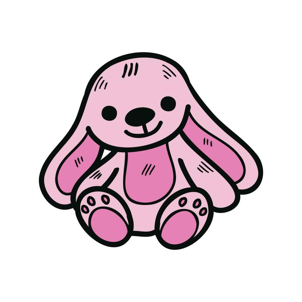 isolate illustration toy pink bunny doll vector