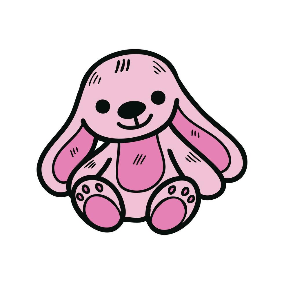 aislar ilustración juguete rosado conejito muñeca vector