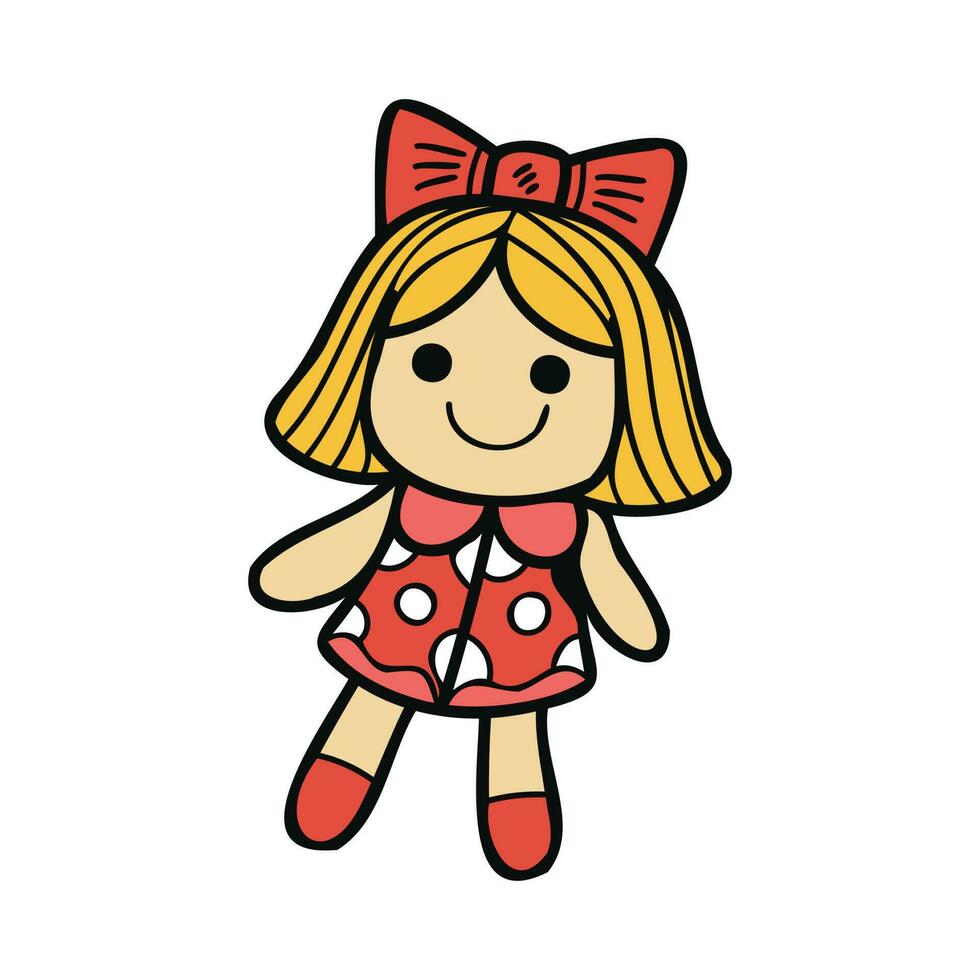 aislar ilustración juguete niña muñeca vector