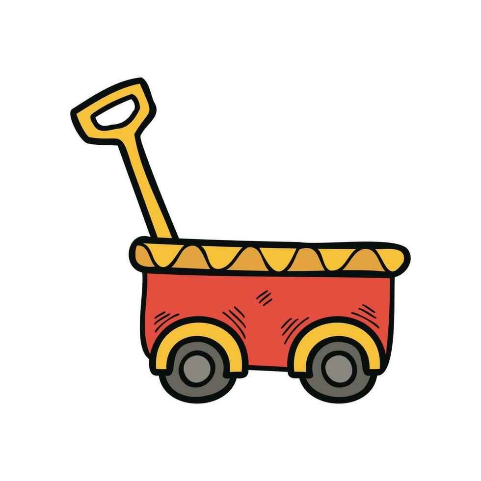 isolate illustration toy red trolley vector