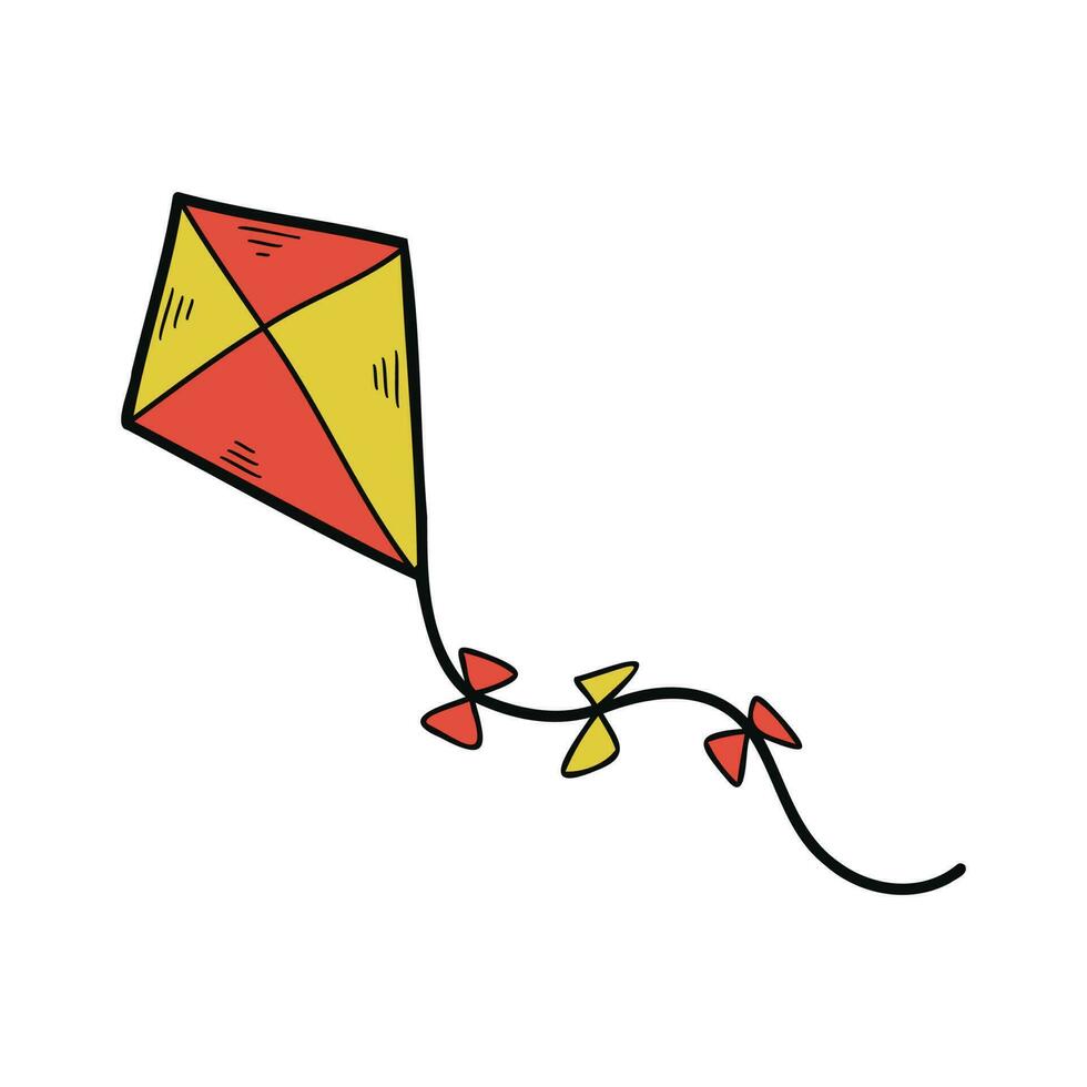 isolate red yellow kite illustration toy vector