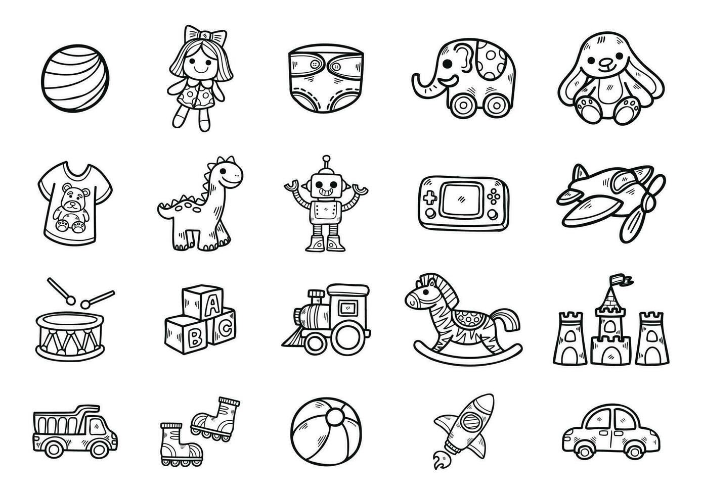 drawing childhood toy collection vector