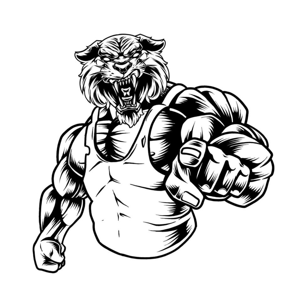 ANIMAL FITNESS BLACK AND WHITE vector