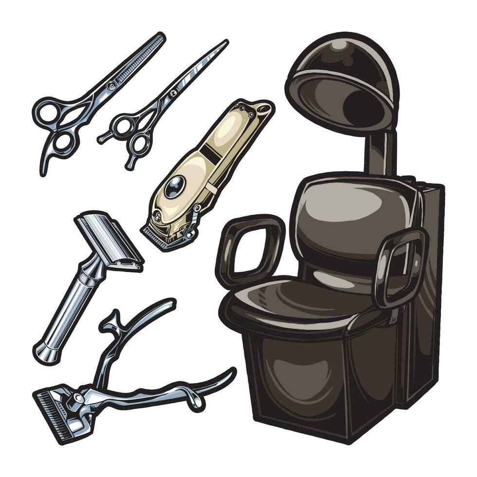 BARBER TOOL WITH COLOR vector