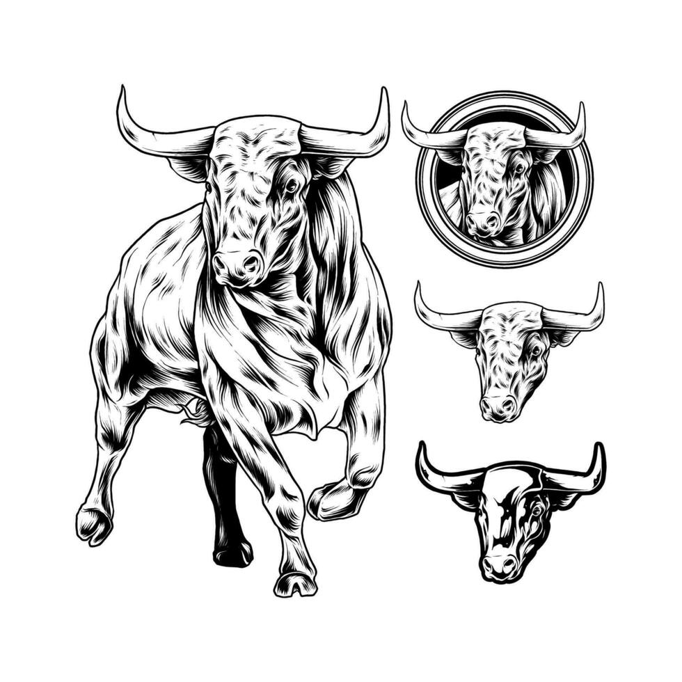 BLACK AND WHITE BULL vector