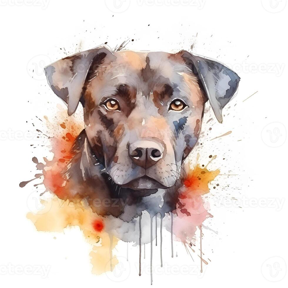 content, Portrait of a dog on a white background. Watercolor stylization, labrador. White background. photo