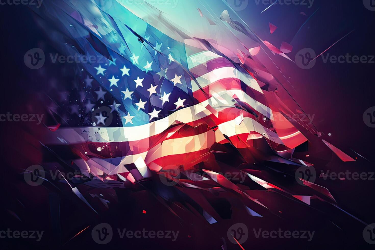 Independence day abstract background with elements of the American flag in dark blue colors photo