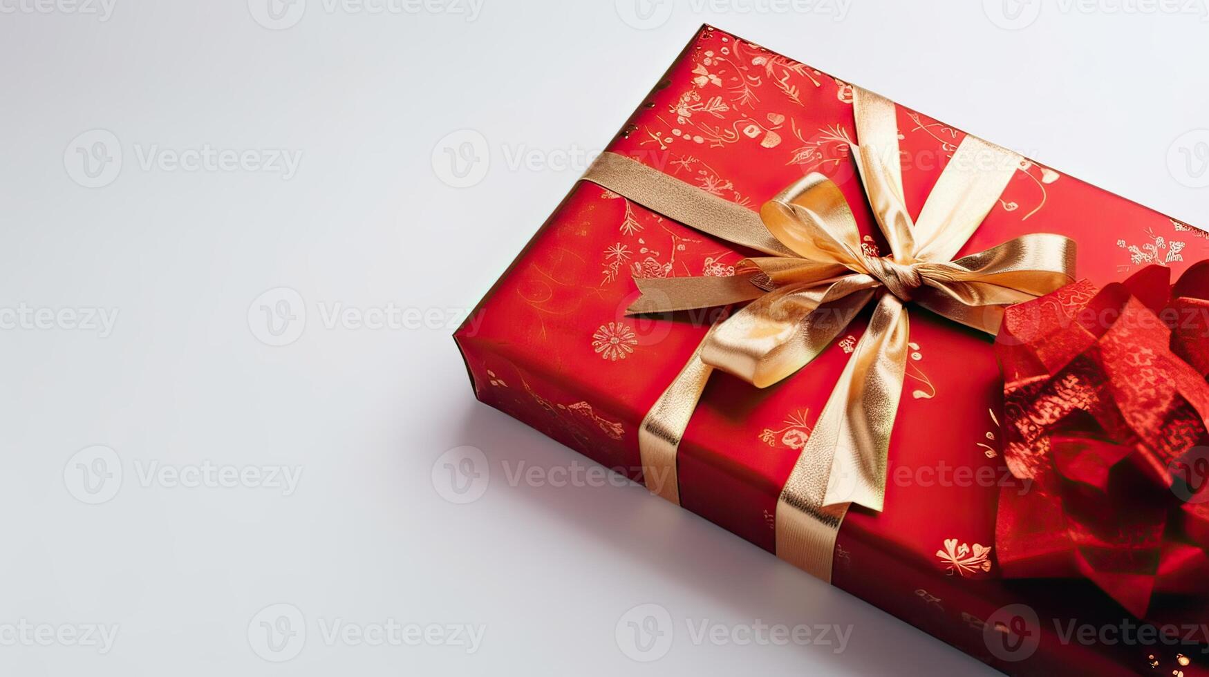 Christmas composition. Gifts, red decorations on white background. Christmas, winter, new year concept. Flat lay, top view, copy space. . photo
