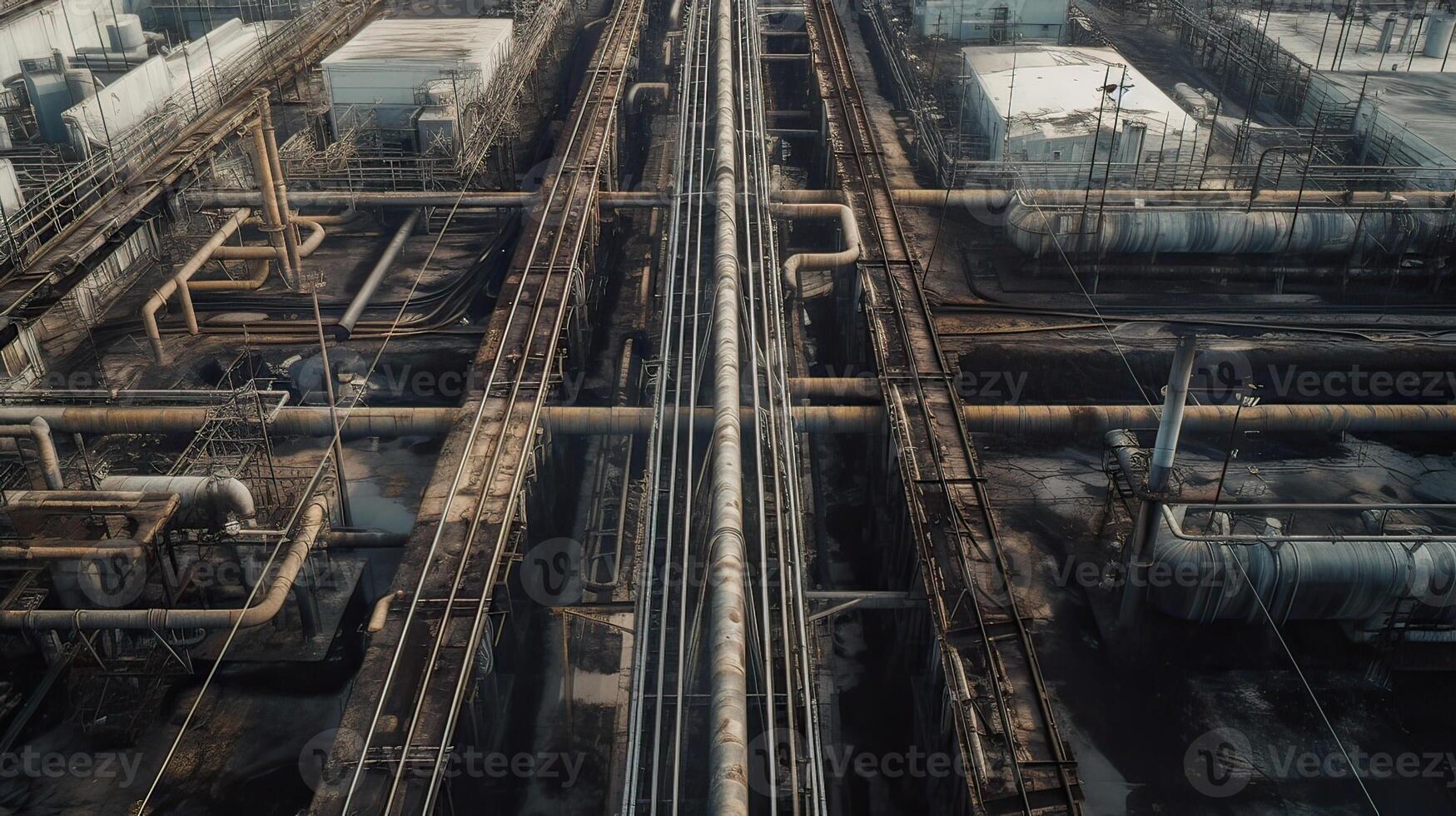 Aerial top view oil and gas refinery background, Business petrochemical industrial, Refinery oil and gas factory power and fuel energy, Ecosystem and healthy environment concepts. . photo
