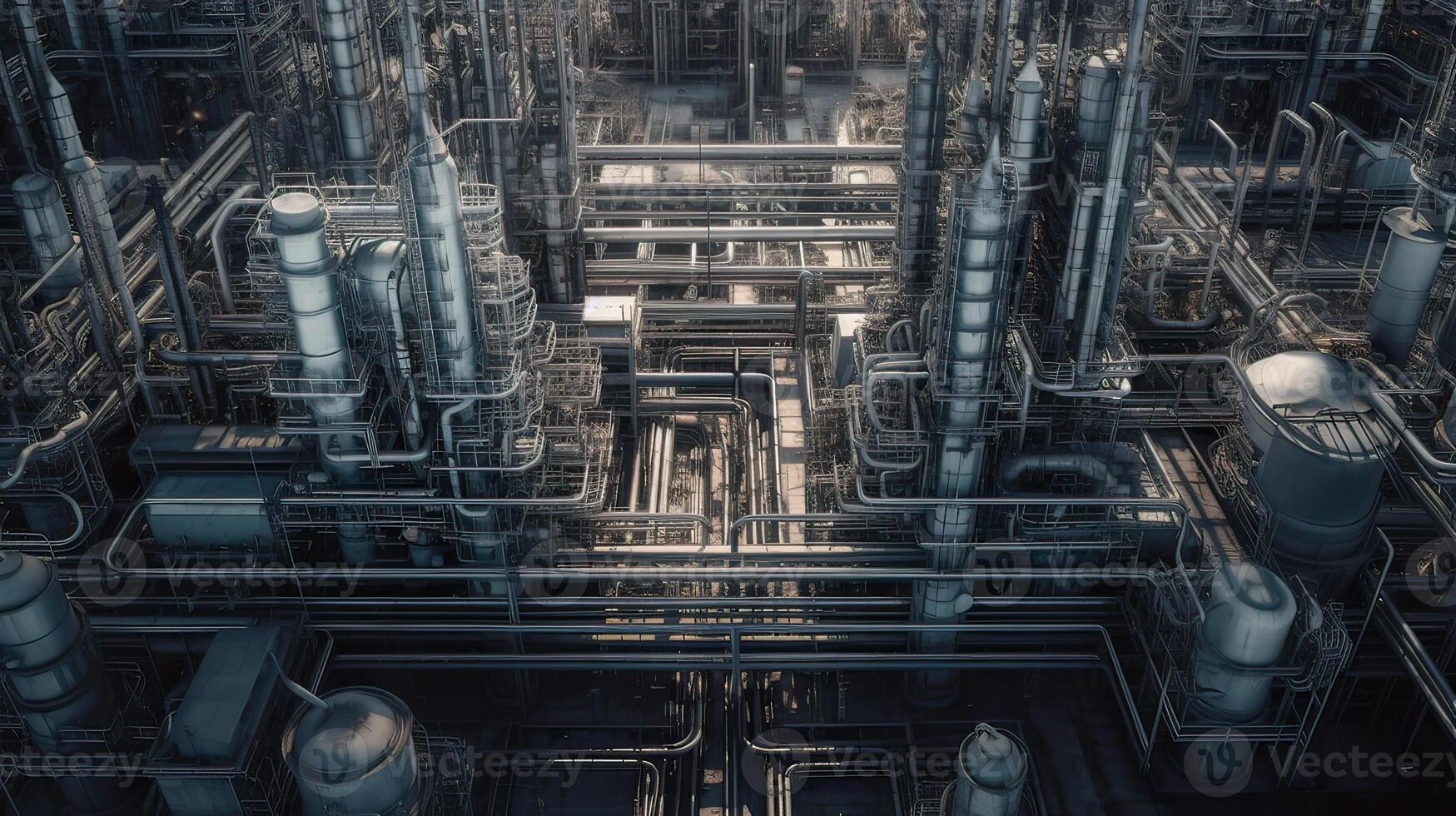 Aerial top view oil and gas refinery background, Business petrochemical industrial, Refinery oil and gas factory power and fuel energy, Ecosystem and healthy environment concepts. . photo