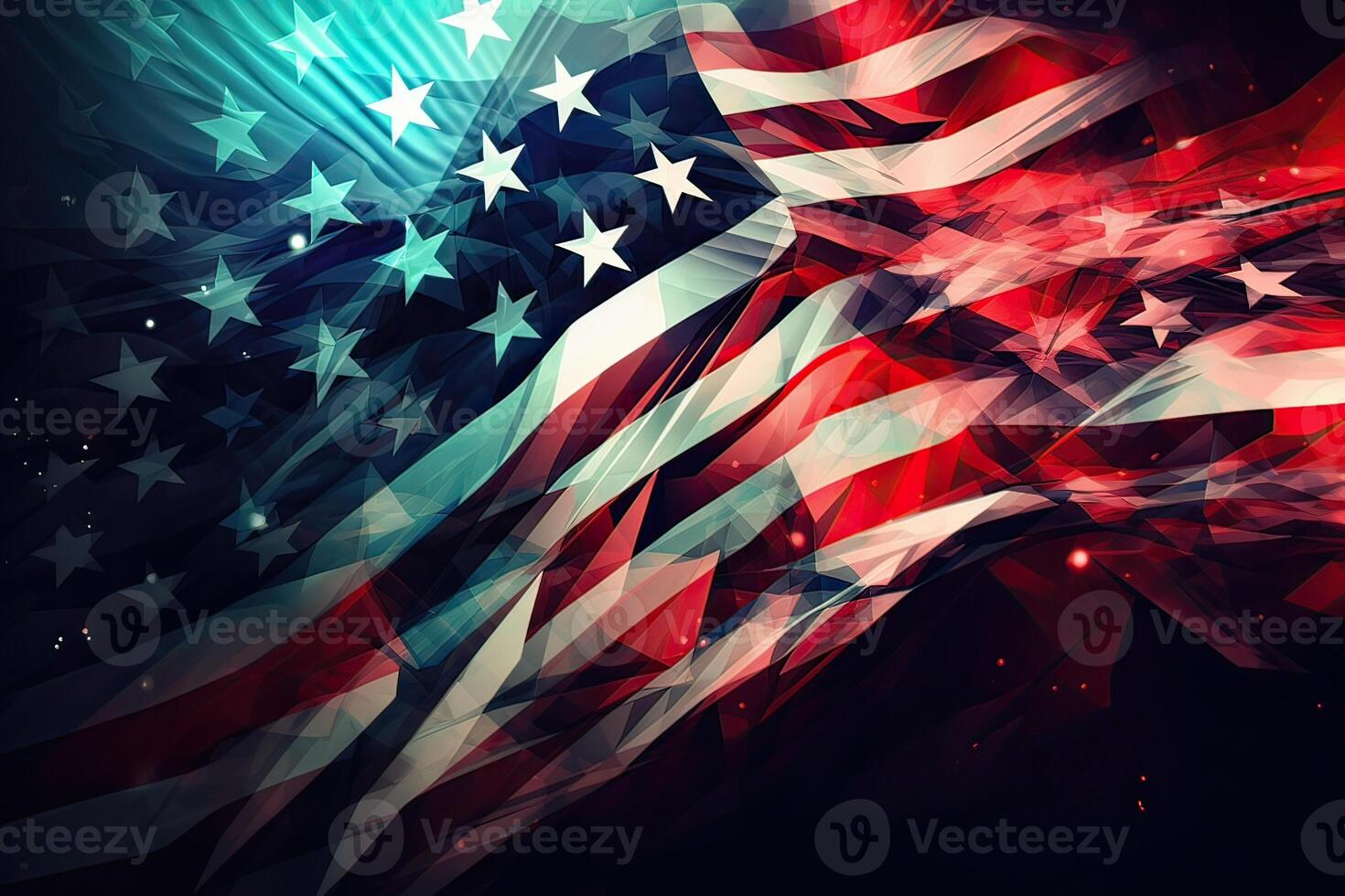Independence day abstract background with elements of the American flag in dark blue colors. . photo