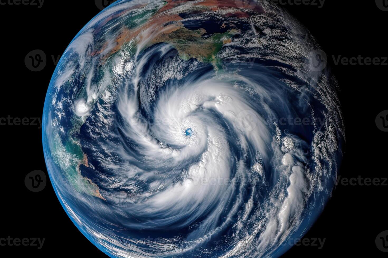 Super Typhoon, tropical storm, cyclone, hurricane, tornado, over ocean. Weather background. Typhoon, storm, windstorm, superstorm, gale moves to the ground. . photo