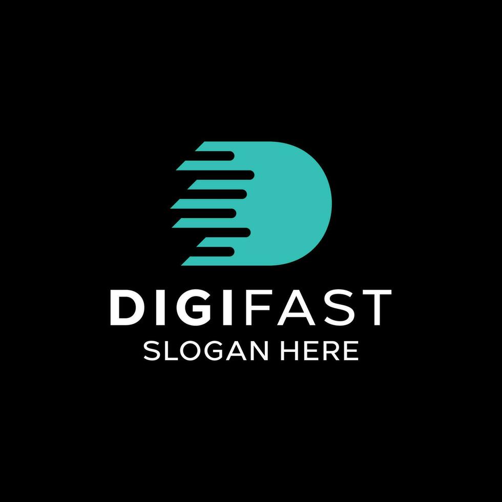 Letter D Fast Simple Monogram Logo vector