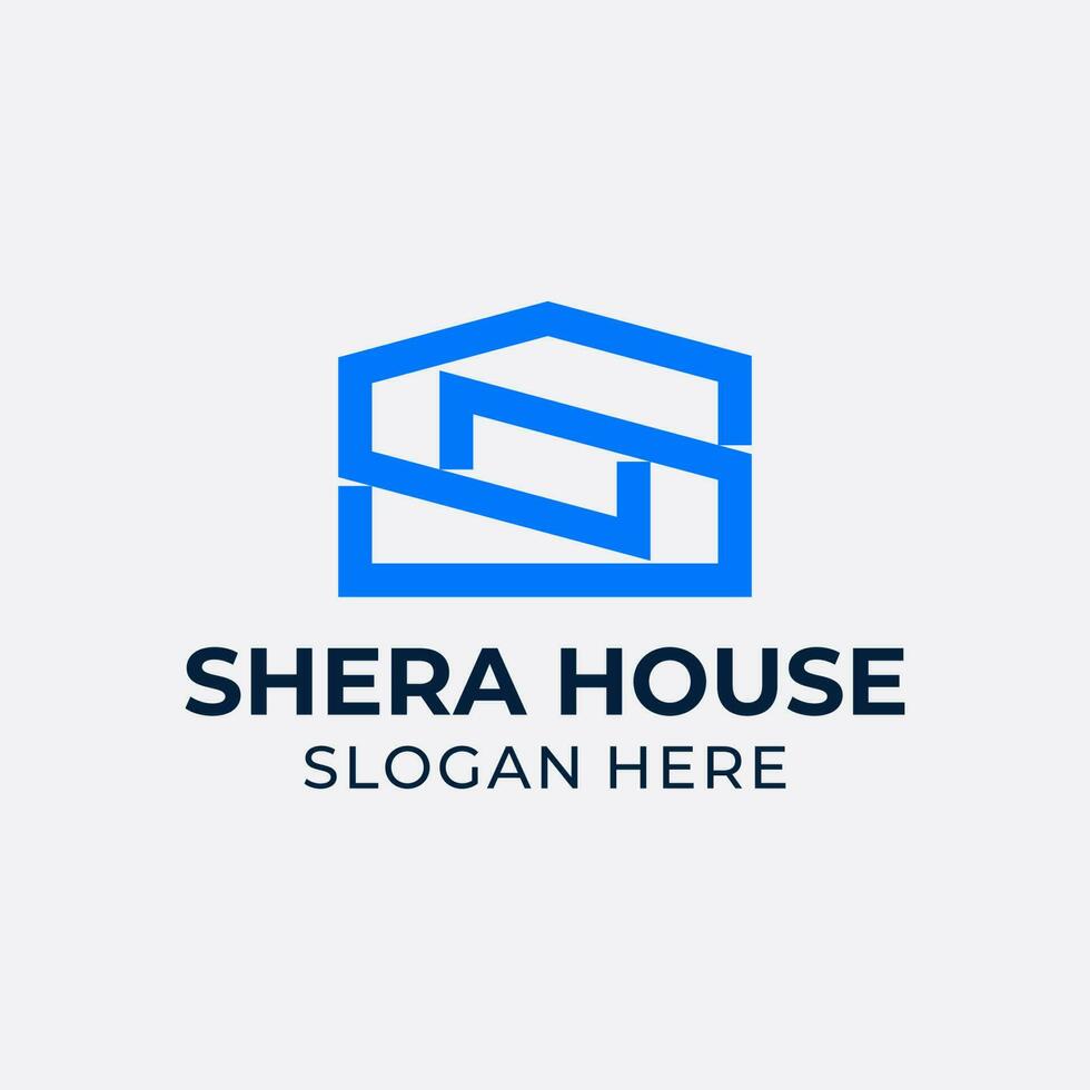Letter S House Simple Monogram Logo vector