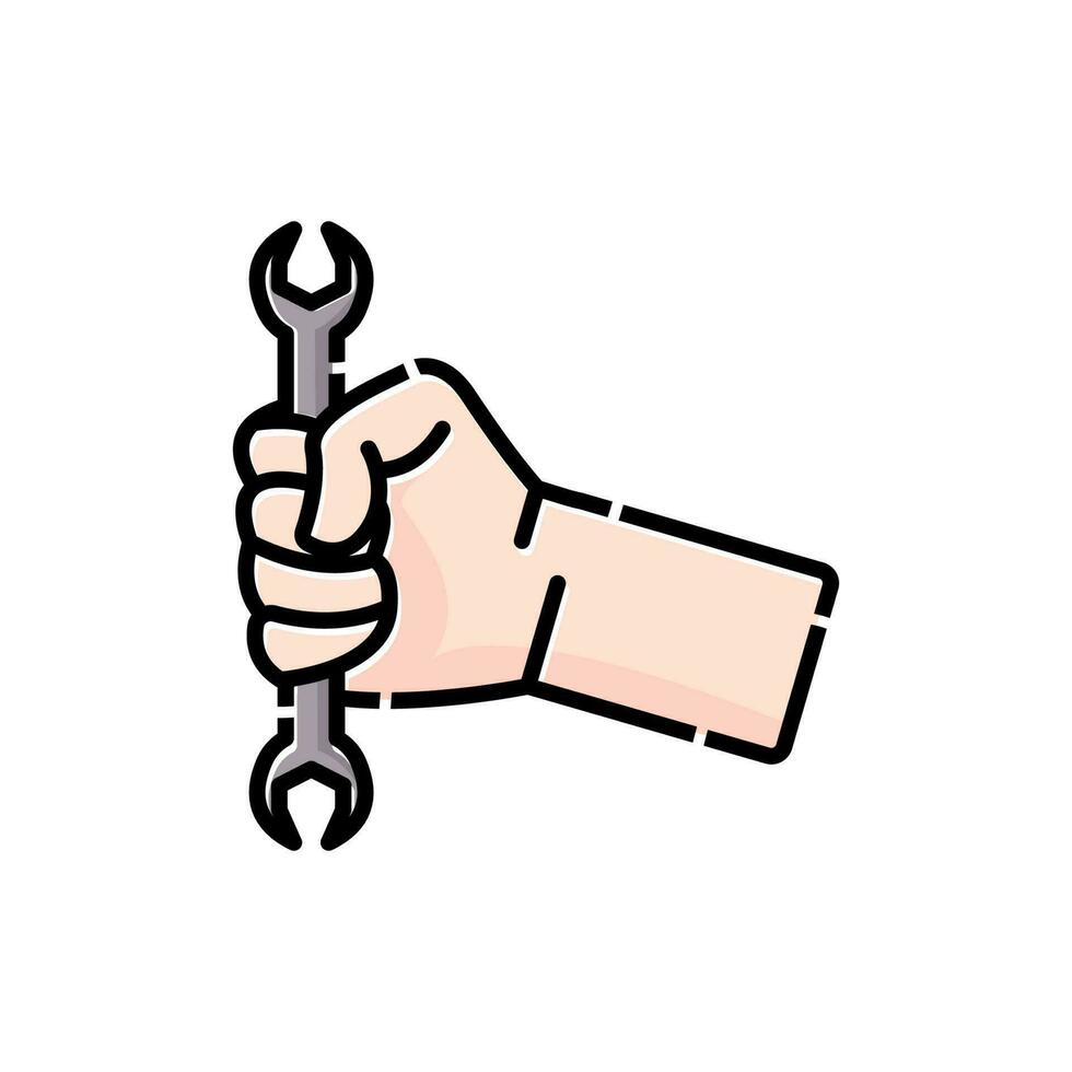 hand holding wrench for labor day celebration vector
