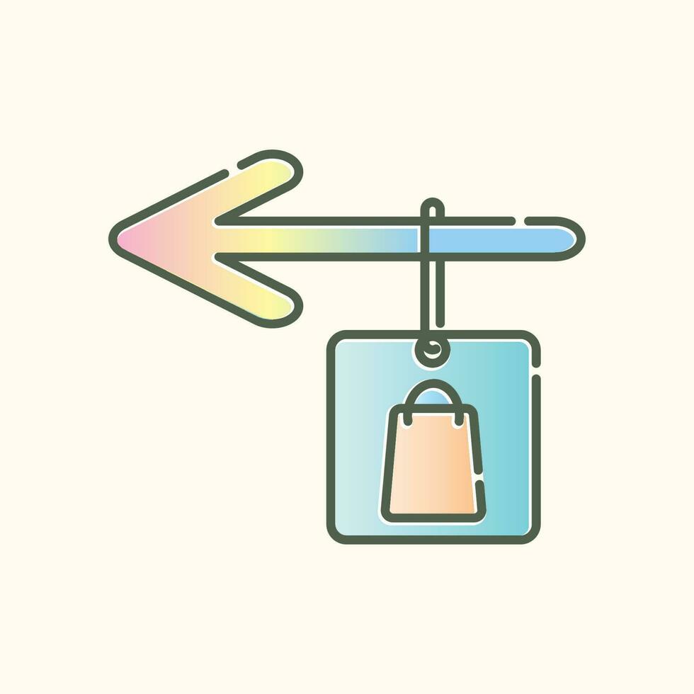 direction icon to a gradient color shopping place vector