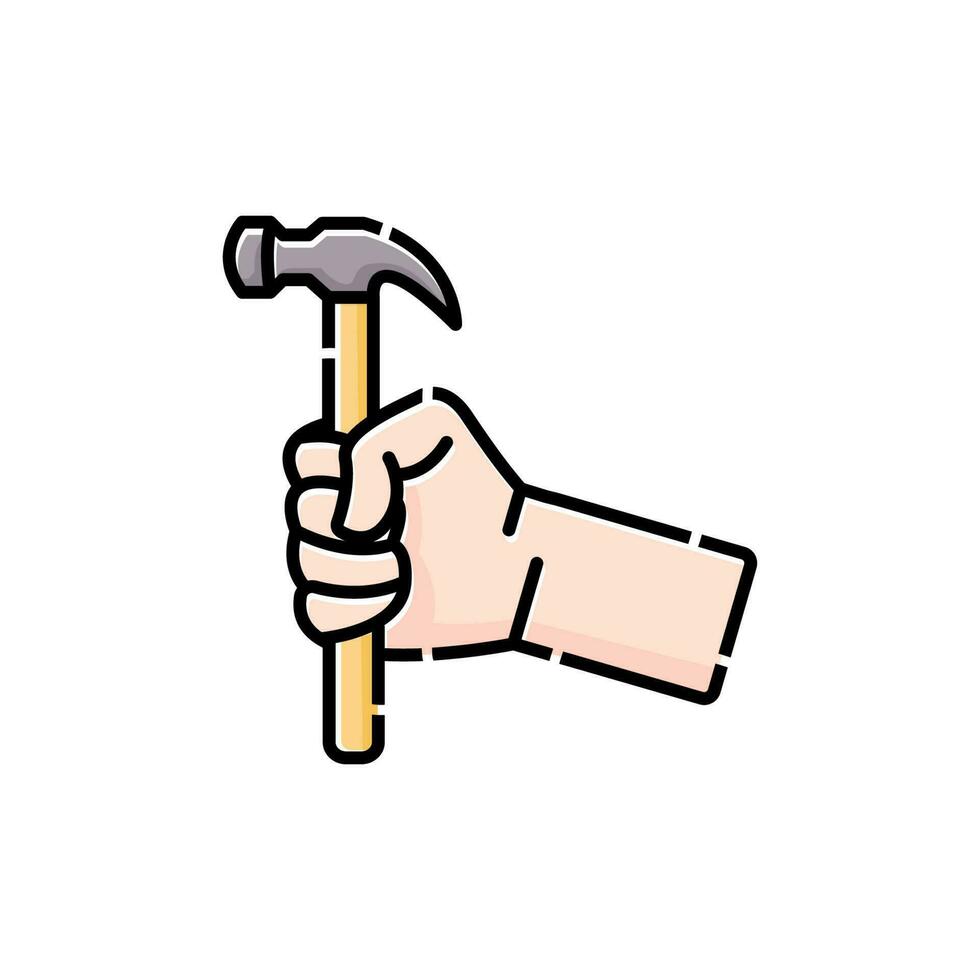 hand holding hammer for labor day celebration vector