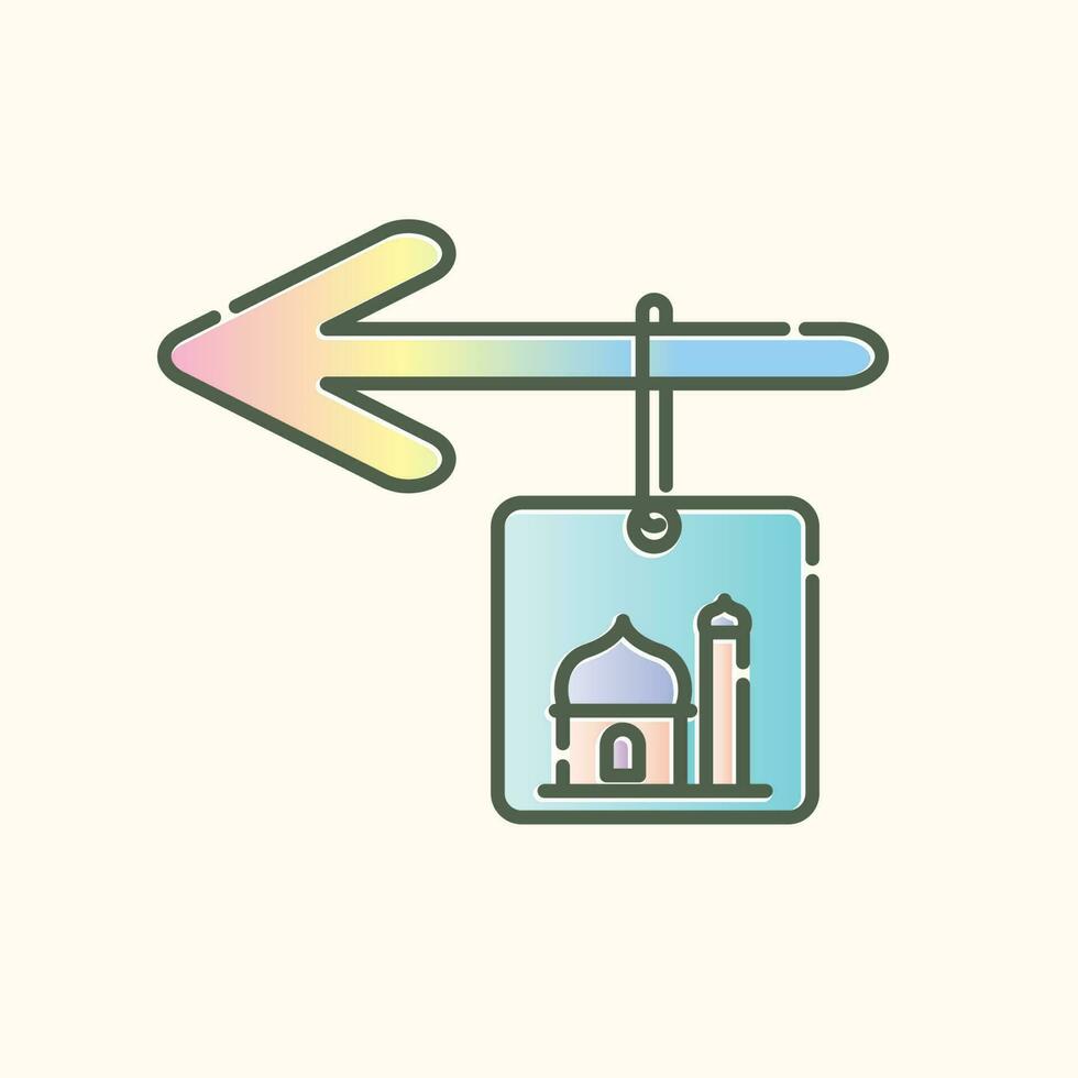 icon gradient color to mosque area vector