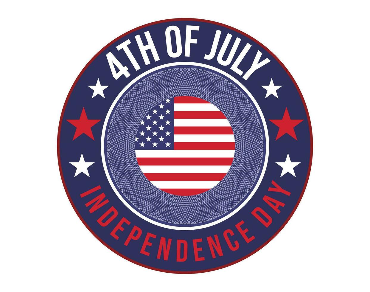 4to de julio contento independencia día redondo tipografía pegatina o logo y camiseta diseño vector
