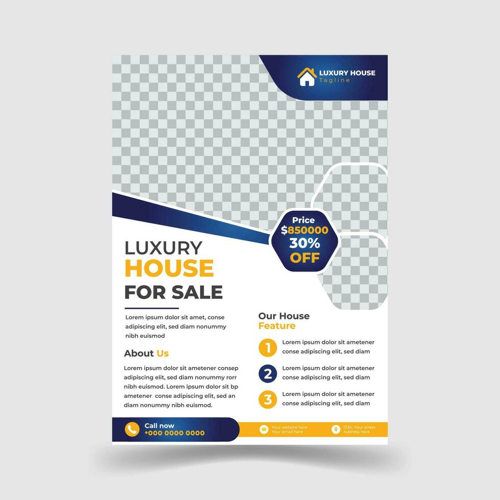 Modern and creative real estate house sale flyer template vector