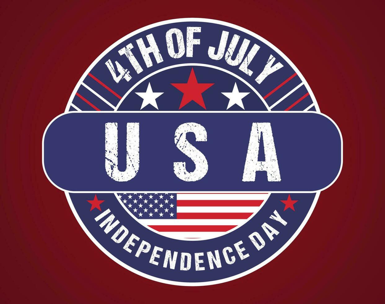4th of July happy Independence day round typography sticker or logo and t-shirt design vector